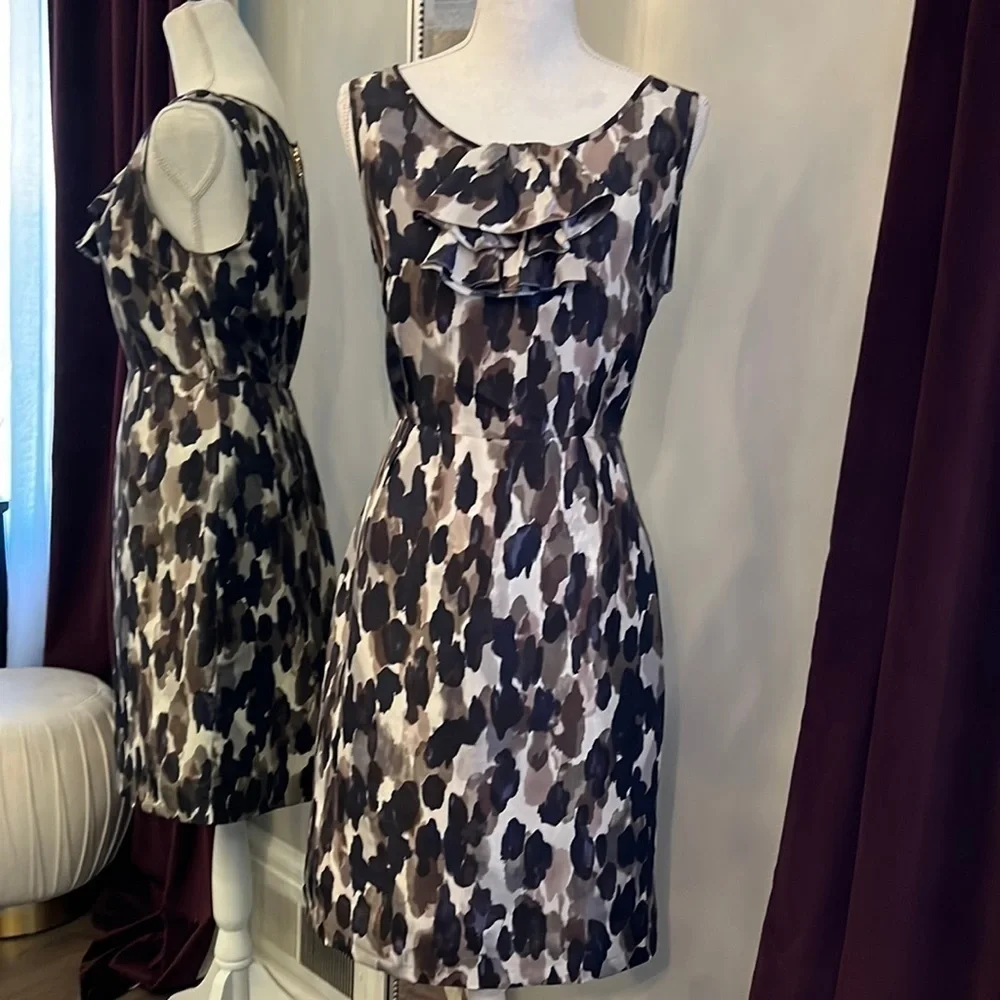 Kate Spade Black and White Watercolor Sheath Dress Size 8